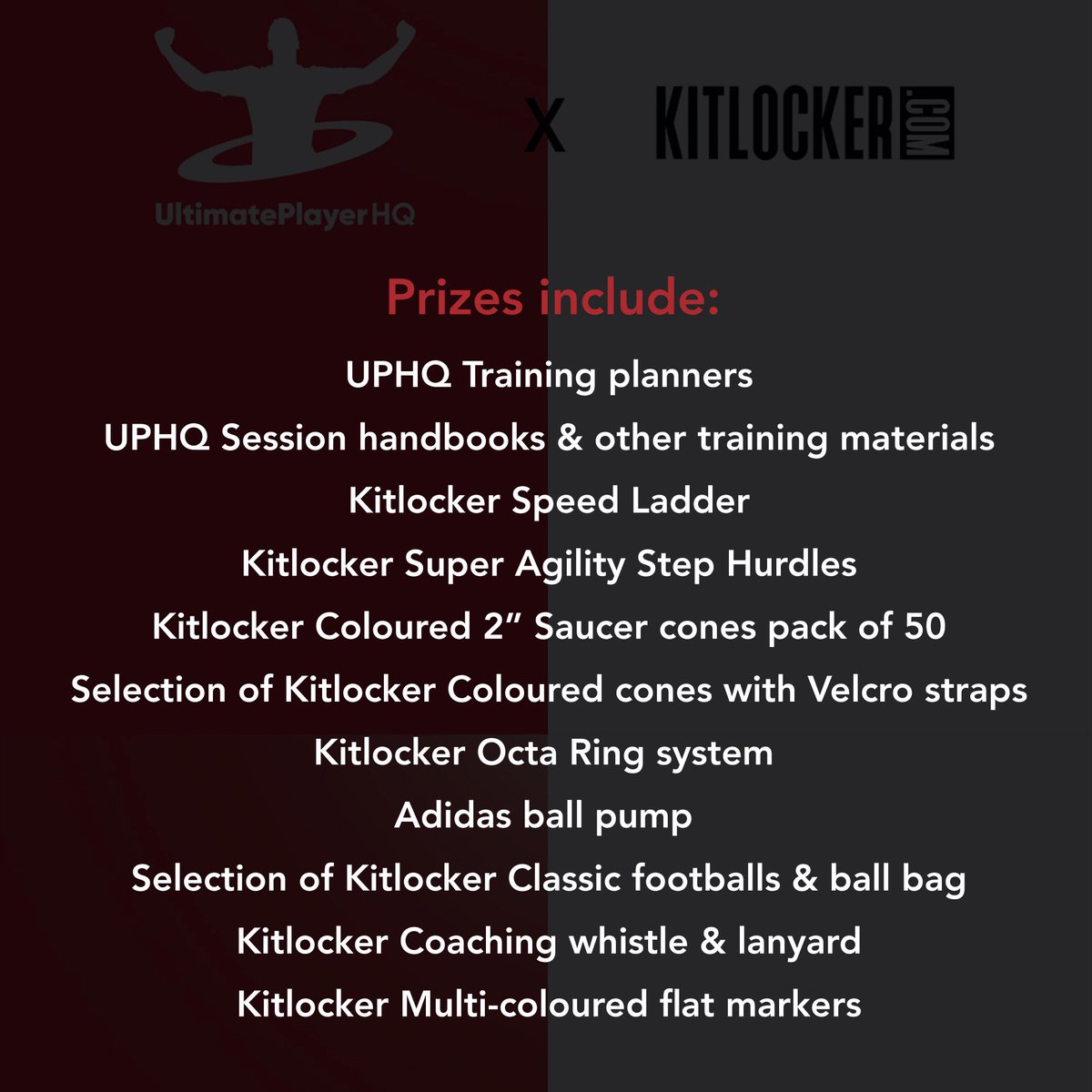 UltimateplayerHQ (@playersessionhq) on Twitter photo We have teamed up with <a href="/kitlocker/">Kitlocker.com</a> to offer you this fantastic coaching bundle.
Everything you need to run a successful training session for your team
All you have to do to win is:
-Retweet and Like this post
-Be following <a href="/playersessionHQ/">UltimateplayerHQ</a> & <a href="/kitlocker/">Kitlocker.com</a>
Winner announced Sunday! We have teamed up with <a href="/kitlocker/">Kitlocker.com</a> to offer you this fantastic coaching bundle.
Everything you need to run a successful training session for your team
All you have to do to win is:
-Retweet and Like this post
-Be following <a href="/playersessionHQ/">UltimateplayerHQ</a> & <a href="/kitlocker/">Kitlocker.com</a>
Winner announced Sunday!