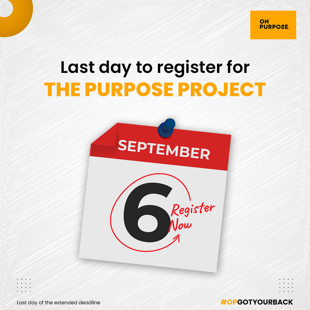 OnPurposeComms's tweet image. Hurry! Only a few hours to go🕒

This is your last chance to register for The Purpose Project!

Register your NGO or share it with the NGOs that will benefit the most from it.

Registration link: onpurposeconsulting.in/register-now/💻

#ThePurposeProject #FinalCountdown #OPGotYourBack