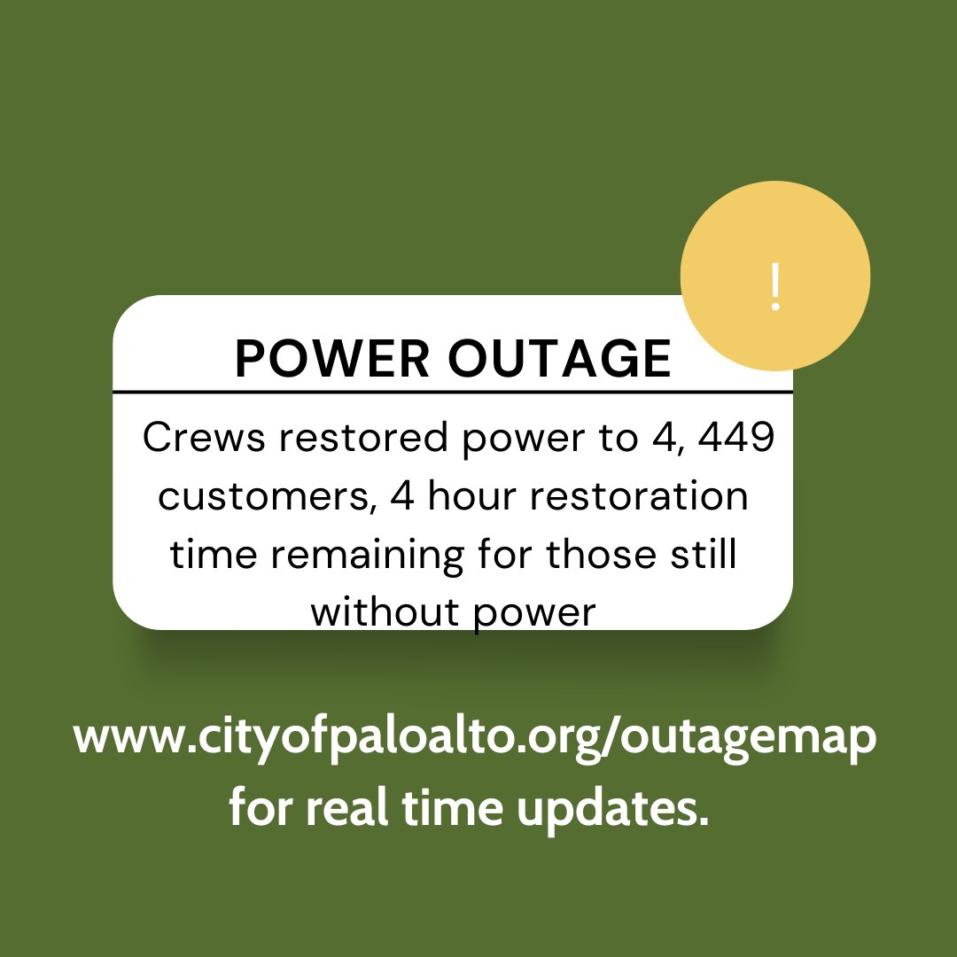 Palo Alto Police on Twitter "RT cityofpaloalto There continues to be a power outage in the