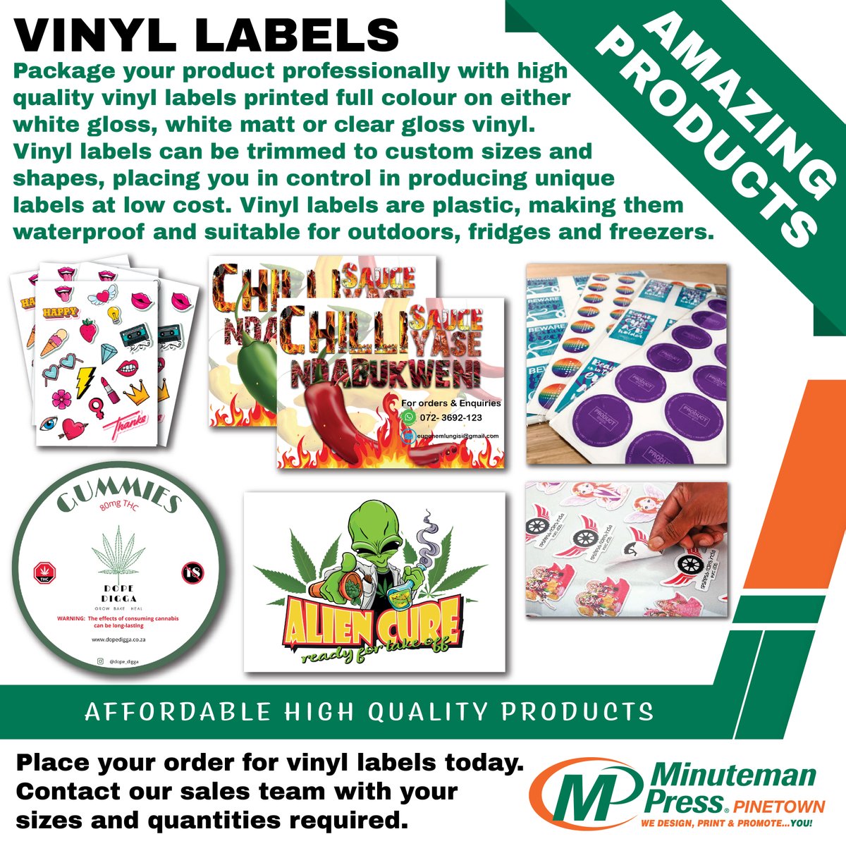 MinutemanPtn's tweet image. Do you package your own products? 
Then you need your own product labels and we offer vinyl labels that can be printed in wide range of shapes and sizes.

minuteman.com/za/locations/k…

#printinglabels #vinyllabels #packaginglabels #productlabels