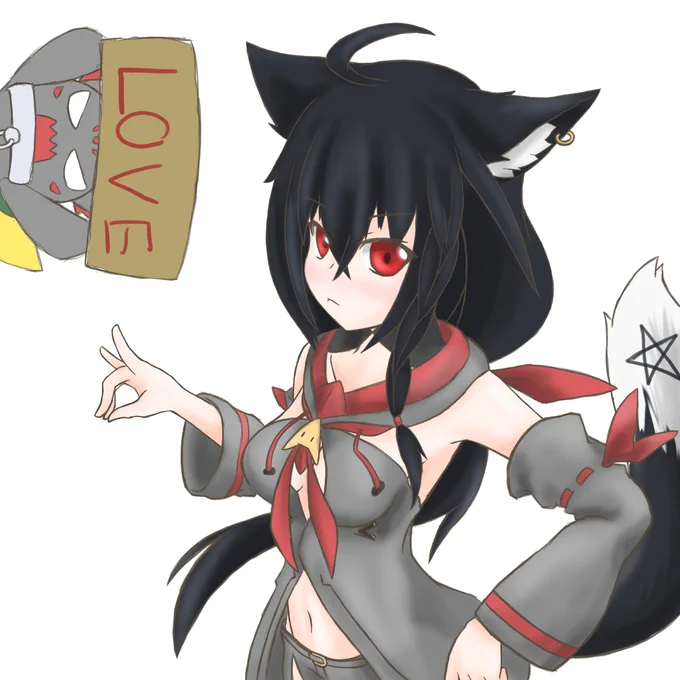 黒ちゃんかわいい#黒上フブキ生誕祭#絵フブキ 