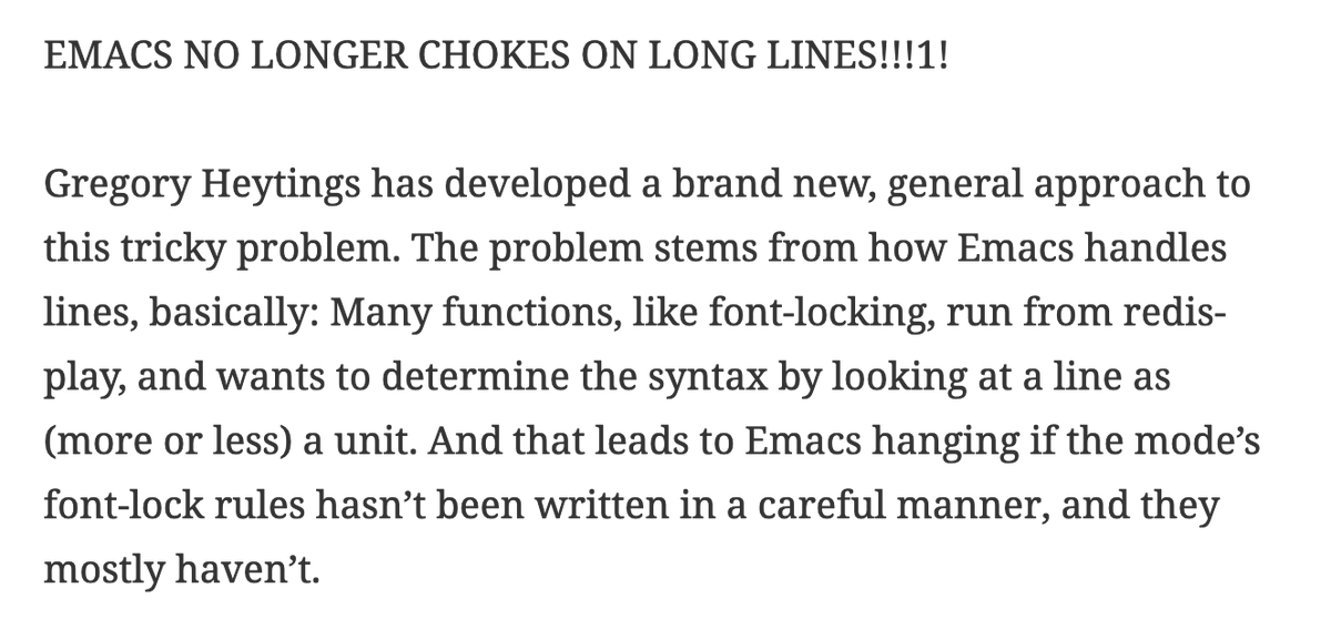 daveliepmann's tweet photo. This might be the biggest emacs news I've been around for. I'm so excited that these folks tracked down this bug and made it right. 🙏 

https://t.co/RIZeG2CK29 https://t.co/TaKUMilMDt