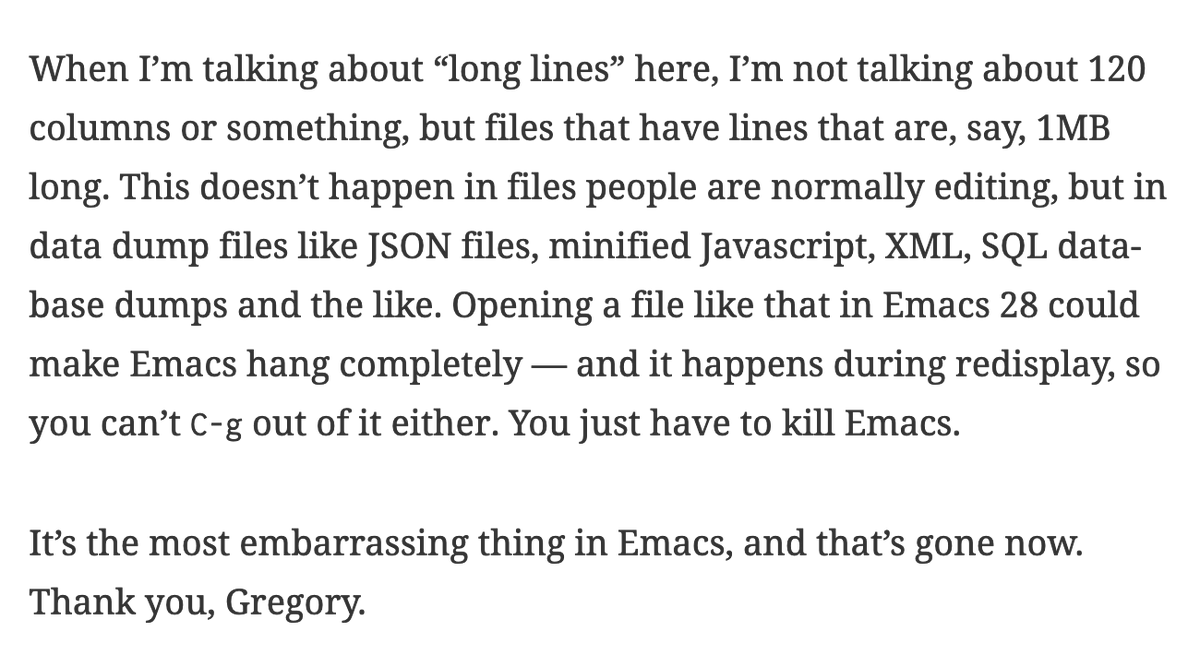 daveliepmann's tweet photo. This might be the biggest emacs news I've been around for. I'm so excited that these folks tracked down this bug and made it right. 🙏 

https://t.co/RIZeG2CK29 https://t.co/TaKUMilMDt