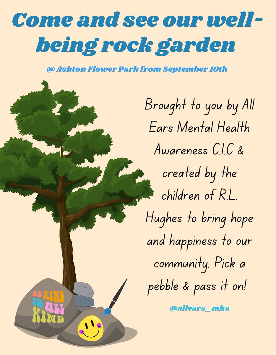 allears_MHA's tweet photo. I will also be placing a display of well-being rocks, painted by the Year 6s of https://t.co/heutYIehXl on the Flower Park in Ashton, to bring our community Hope 🎨🦋 #WorldSuicidePreventionDay  @rlhughesAIM https://t.co/ITrFXN66yW