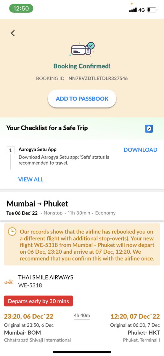 nnoiceeeeeeee's tweet photo. I’ve booked an international flight through @makemytrip . Initially when me and my friends had contacted @THAISmileIndia they said that this international flight is not operating &amp; now I’ve been rescheduled to a longer flight with extra stops. Pls initiate refund @makemytripcare https://t.co/i6Tkcli5v3
