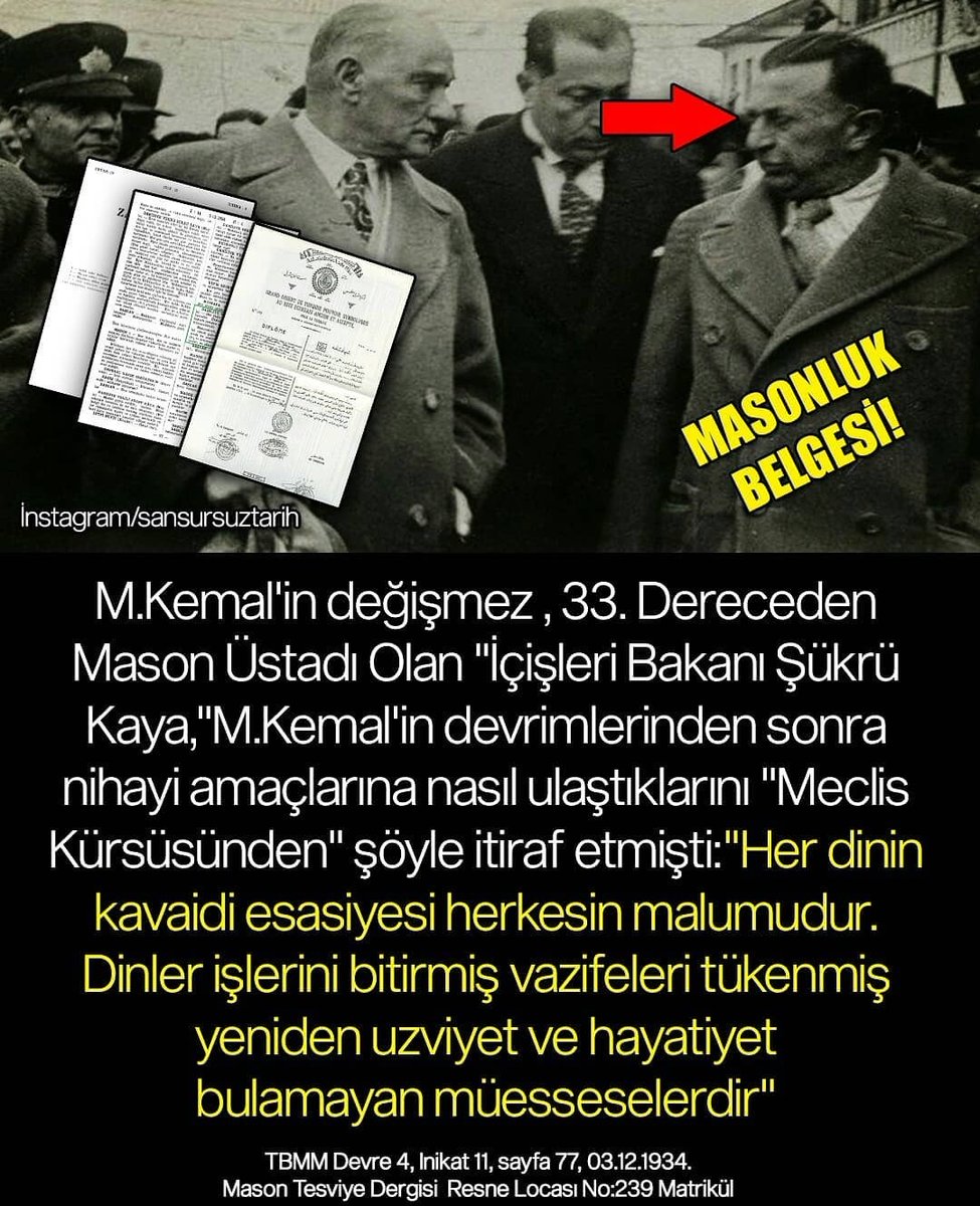 ArsivTarihim's tweet photo. Tek parti döneminin değişilmez İçişleri bakanı Şükrü Kaya'nın Masonluk belgesi. 33 https://t.co/AV9Kn7MvRk
