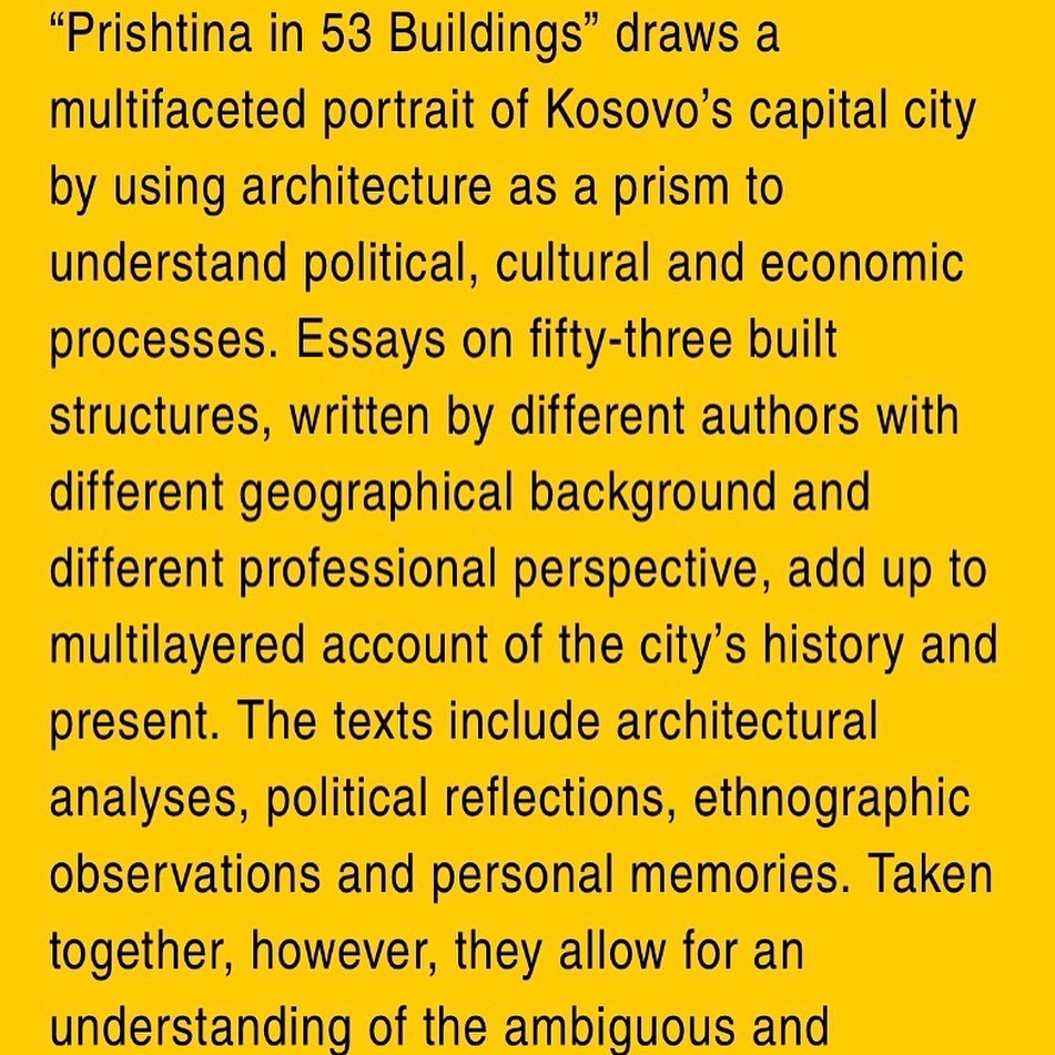 NitaDeda's tweet photo. happy to have contributed to 'PRISHTINA IN 53 BUILDINGS' with a joint article with Sokol Ferizi on Prishtina's clubbing scene, with archive pictures by Jetmir Idrizi.

The book is edited by Donika Luzhnica &amp; Jonas König and pictures by Filippo Romano, published by #sorrypress ✨ https://t.co/LmnGHvNKdz