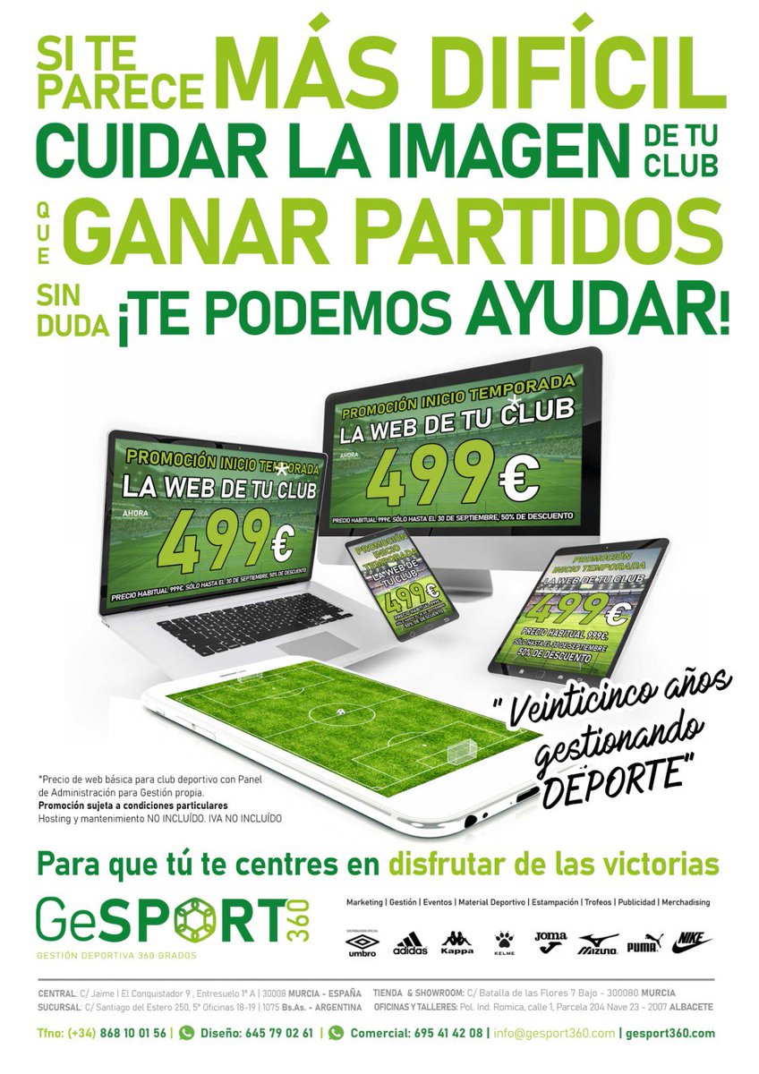 treceraG13's tweet photo. Buenos días por la mañana! Necesitas una página web renovada para tu equipo? @gesport360 te puede ayudar con ello! No lo dudes y consúltalo con Gesport! No te lo pienses!! https://t.co/08MNhCk61M