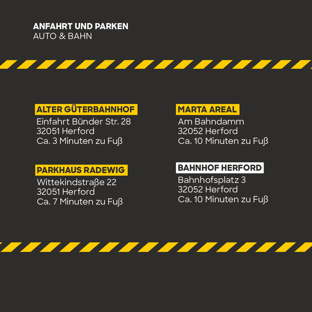 Damit Deine Anreise zur Messe reibungslos und ohne Problem vonstattengeht, haben wir Dir einmal die besten Parkplätze notiert. 🚗 Für diejenigen, die kein Auto haben: Auch die Anreise mit dem Zug ist möglich. Vom Bahnhof sind es nur ca. 10 Gehminuten. 🚂🚶🏽