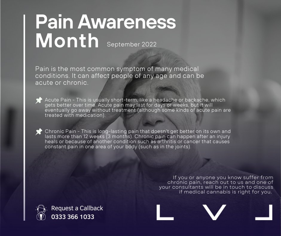 HealthLvl's tweet photo. Did you know that September is Pain Awareness Month?

If you suffer from chronic pain, medical cannabis could be the right choice for you.

Would you like to find out more? Head over to https://t.co/5ir6aVRher and start your journey. 

#pain #medicalcannabis #painawarenessmonth https://t.co/tVnt42XhMT