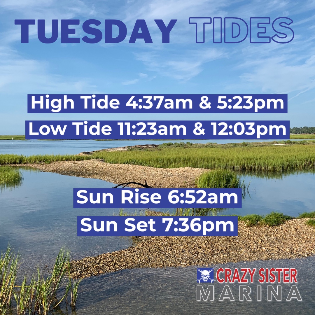 crazysisterSC's tweet photo. Here are your tides for 9/6/22!
#CrazySisterMarina #MurrellsInlet #DiscoverSC #TideChart https://t.co/LMtuch0yNq
