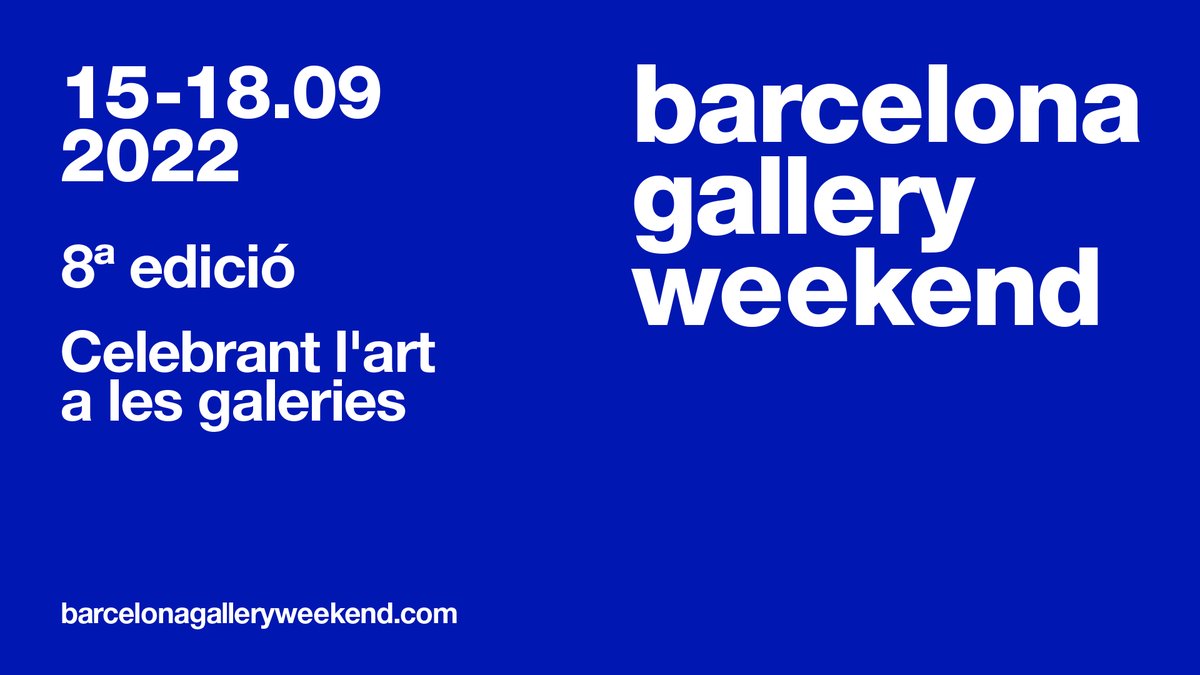 eventsPartner2's tweet photo. 🎨@BCNGalleryWknd obra nova edició amb més de 60 artistes locals presentant els seus projectes en 26 galeries de la ciutat.
Unes jornades amb exposicions, visites guiades i xerrdes, tot relacionat amb l'#art contemporani i d'#avantguarda.
📅15-18 / 09
https://t.co/034AJZGWRq https://t.co/Kz8ZBW4VWm