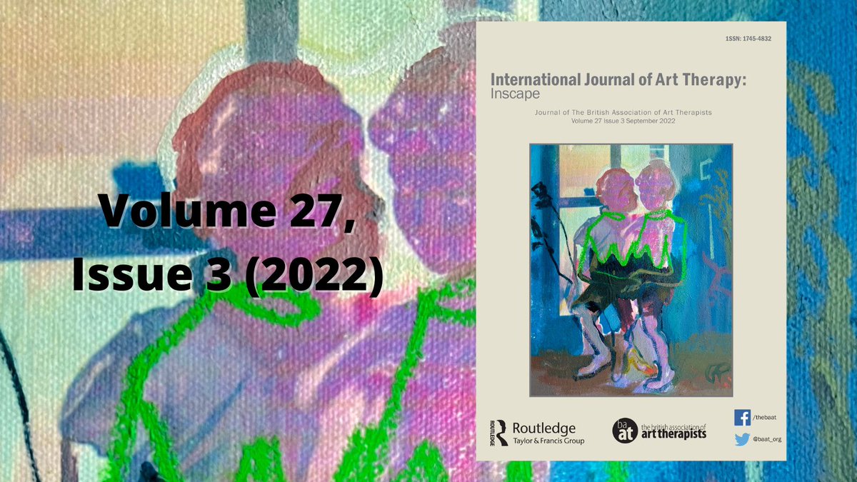IJATInscape's tweet photo. 👀Out now... new issue of the International Journal of Art Therapy!✅

Volume 27, Issue 3 of #IJATInscape is now published &amp; available online, editorial by @drjamiebird, cover art by @TrinaHobson.

Read➡️https://t.co/GQ6pGfj6nA

#ArtTherapyResearch @tandfonline @Routledgepsych https://t.co/YsnrVYmwOY