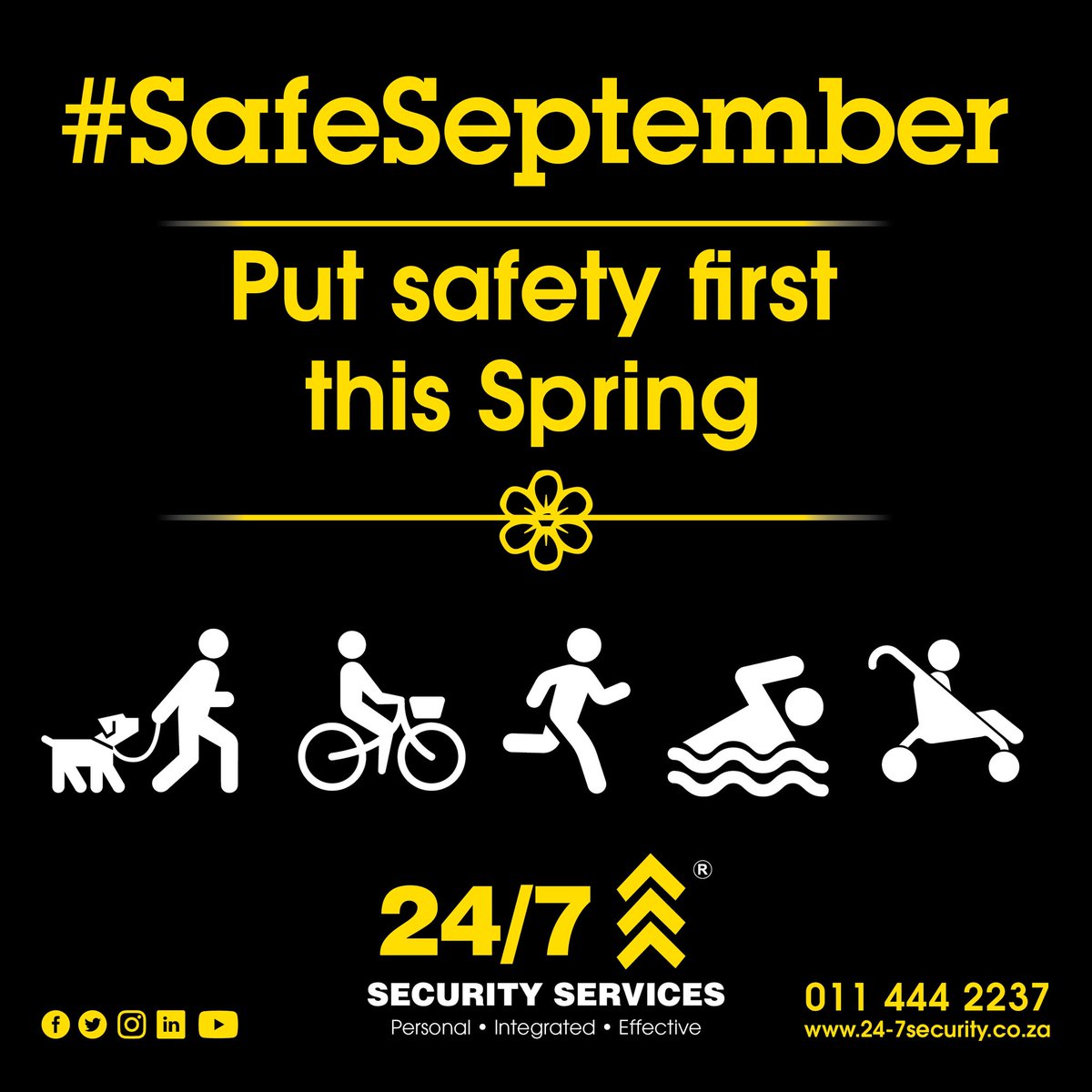 247SecurityZA's tweet photo. #SafeSeptember #Tip6
When heading out to exercise, always tell somebody where you are going and how long you intend to be out - be specific regarding routes and directions.
#team247 #proudly247 #247security #247securityservices 🇿🇦 https://t.co/tXYUgXWTOn