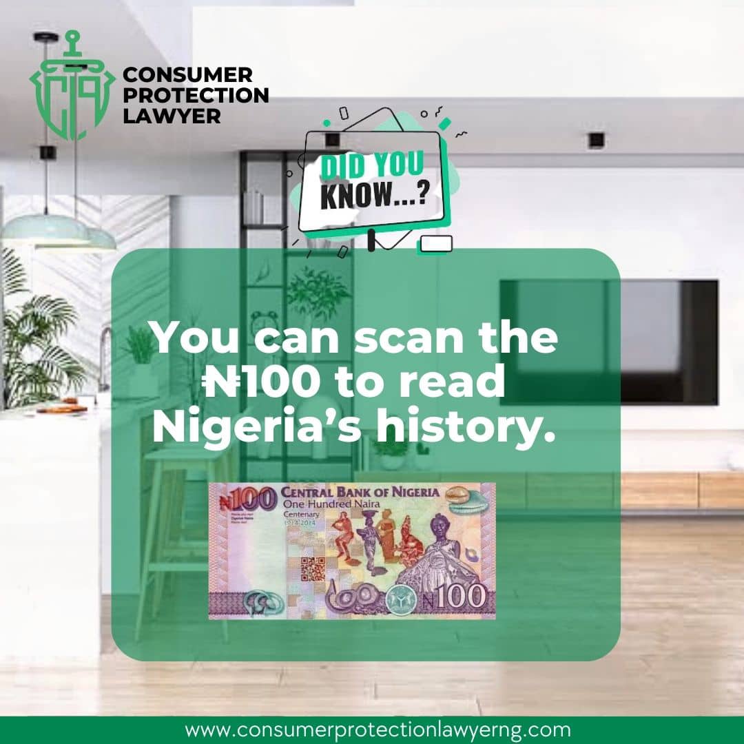 cplawyernig's tweet photo. #didyouknowfacts
The president issued a commemorative 100 naira note on December 19, 2014 to commemorate Nigeria’s 100th anniversary. It has a special QR code on the back that, when scanned, links to the centenary story of Nigerian history.

Now you know
#nowyouknow #cplawyernig https://t.co/YmXVTqRVFP