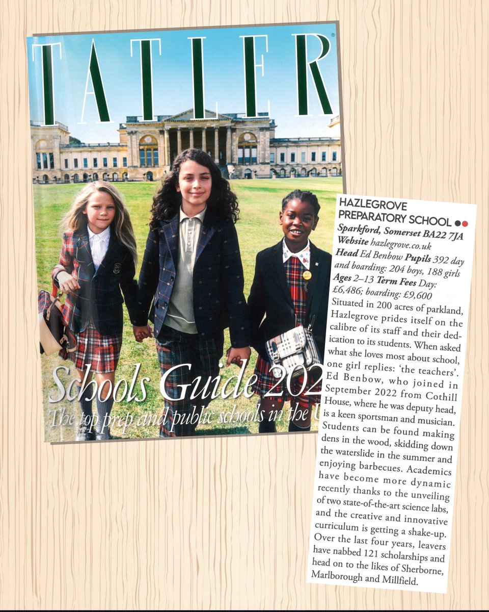 HazlegrovePrep's tweet photo. We are delighted to be included in @SchoolsTatler 2023 Guide for the top prep and public schools in the country! Interested to know more about Hazlegrove? Our next Open Day is 1 October  

#TatlerSchoolsGuide #SchoolGuide #GreatStoriesBeginHere #HazlegrovePrep https://t.co/B7i0awVVxv