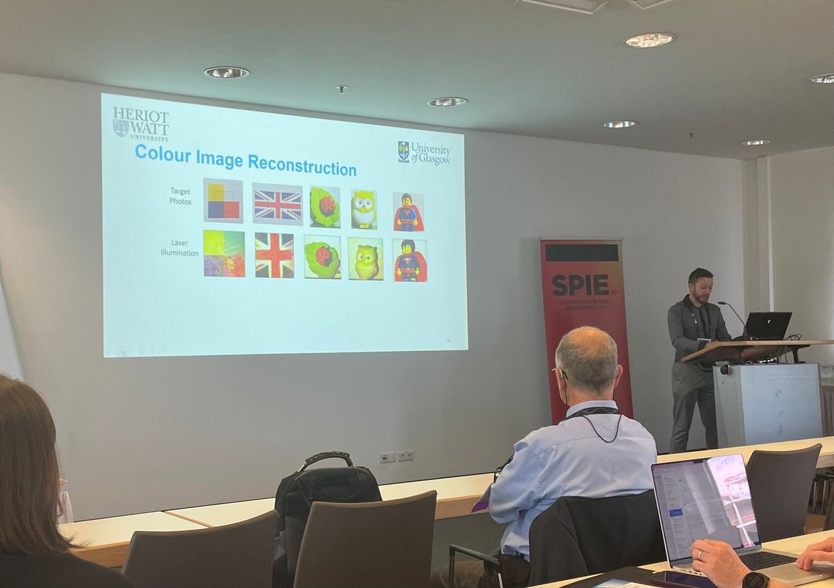 HWUSinglePhoton's tweet photo. Dr Pete Connolly describes colour reconstruction using SPAD detector arrays at his talk at SPIE Sensors &amp; Imaging today in Berlin. @HWUPhysics  @QuantIC_QTHub #SPIEevents https://t.co/VzllFpKU7U