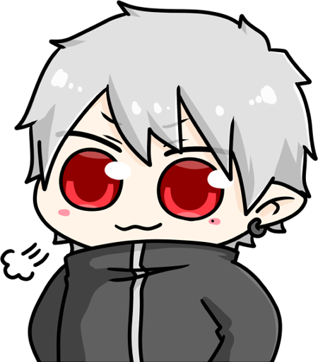 kuzuha (nijisanji) 1boy male focus solo jacket red eyes black jacket chibi  illustration images