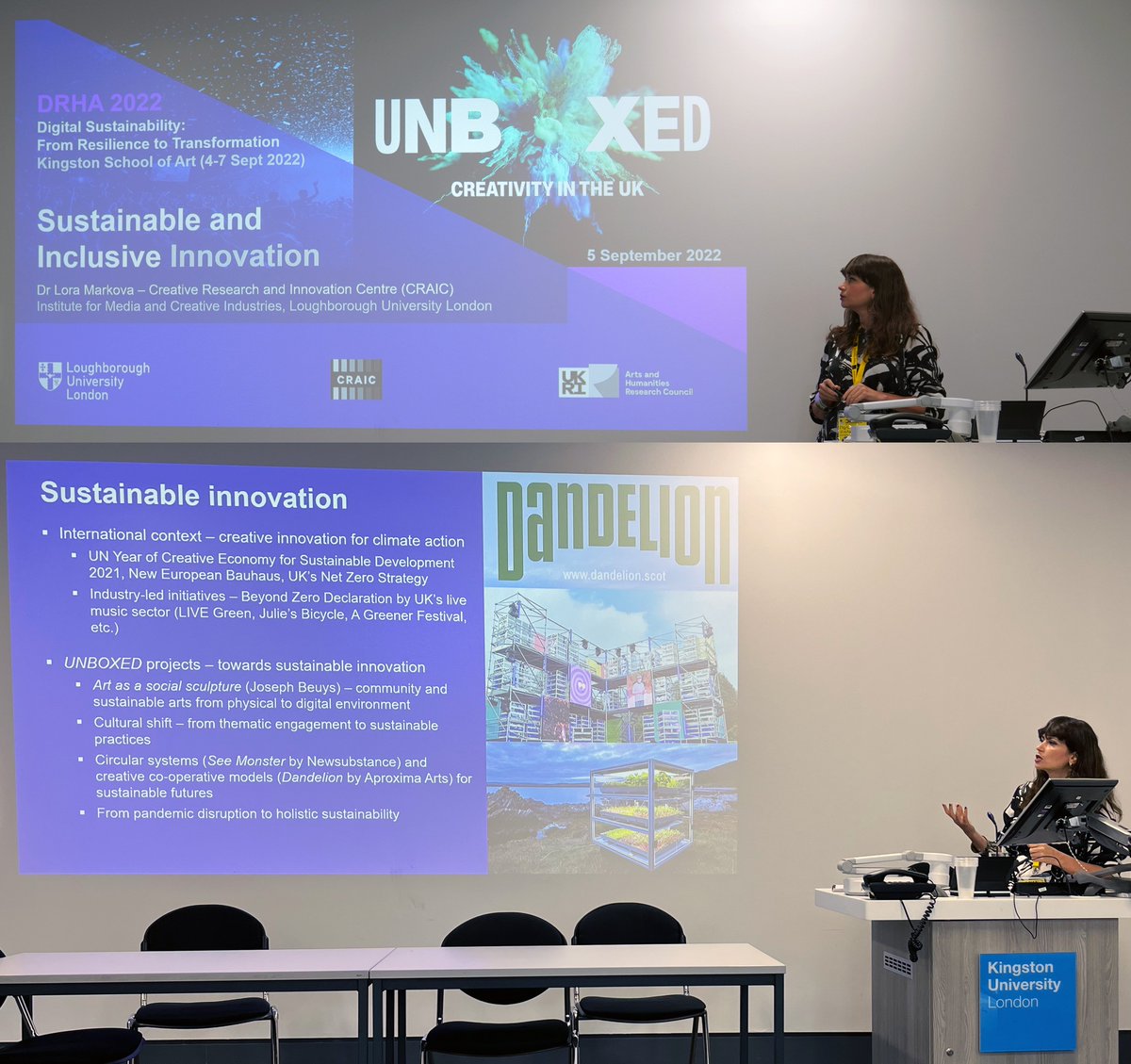 Dr Lora Markova (@markovalora) on Twitter photo Sustainable Innovation within UNBOXED at DRHA 2022 Digital Sustainability: From Resilience to Transformation at Kingston School of Art #DRHA2022 <a href="/unboxed2022/">unboxed2022</a> <a href="/KingstonSchArt/">Kingston School of Art</a> <a href="/lborolondon/">Loughborough University London</a> #creativeindustries #sustainableart #innovation Sustainable Innovation within UNBOXED at DRHA 2022 Digital Sustainability: From Resilience to Transformation at Kingston School of Art #DRHA2022 <a href="/unboxed2022/">unboxed2022</a> <a href="/KingstonSchArt/">Kingston School of Art</a> <a href="/lborolondon/">Loughborough University London</a> #creativeindustries #sustainableart #innovation