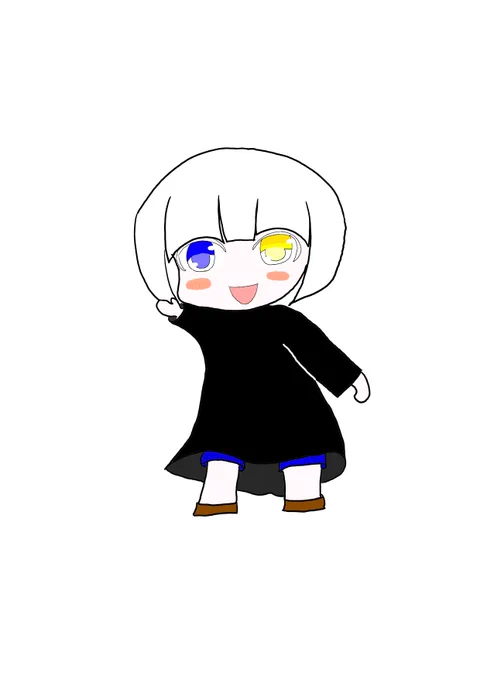 右手を挙げるオッドな子#イラスト 