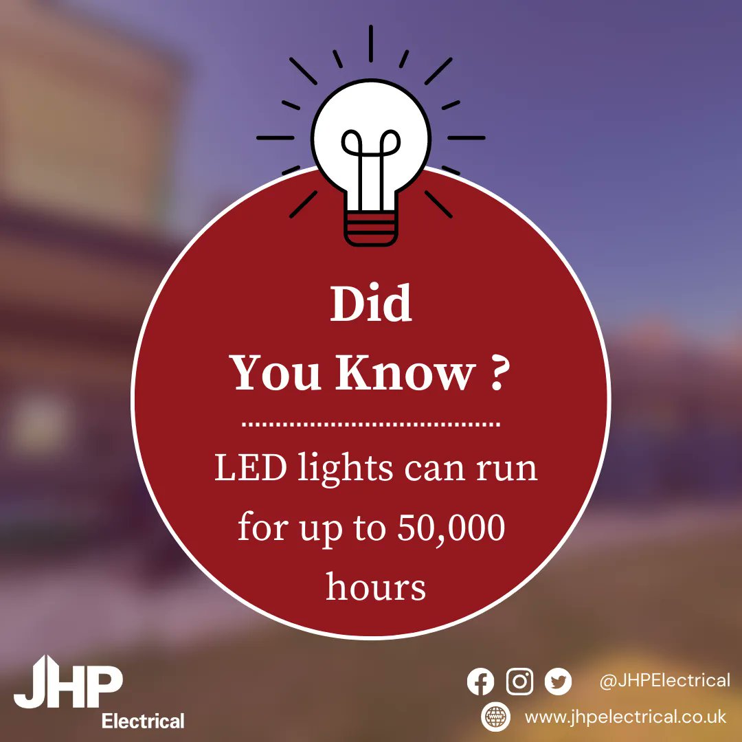 JHPElectrical's tweet photo. #LEDlights have a very long lifespan – meaning that if maintained well, they can last for many years. This prolonged lifespan can help you not only save money but also #savepower, as LED lights need much less power than traditional types of #lighting.
#jhpelectrical #electrian https://t.co/dxBpeM4TT6