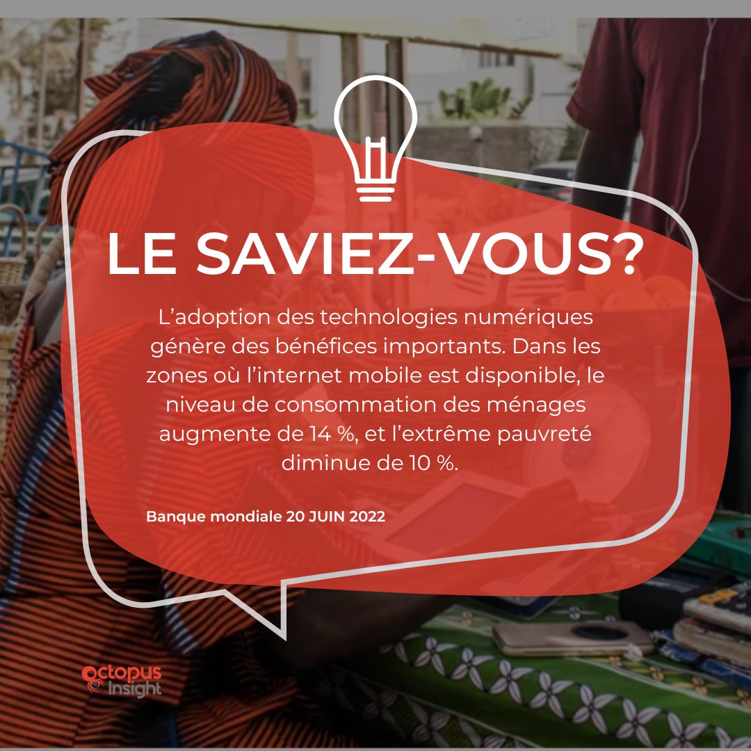 OctopusInsight's tweet photo. Digital technology promotes the creation of quality jobs according to the World Bank

 Le numérique favorise la création d’emplois de qualité selon la Banque mondiale !💻📱
 
#didyouknow #économie #developpementéconomique #jobcreation #numérique https://t.co/Jo95tLTlaS