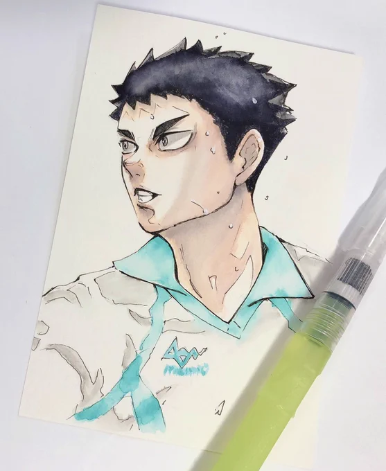 「堂々」岩泉一ハガキサイズ水性ペン模写1時間 