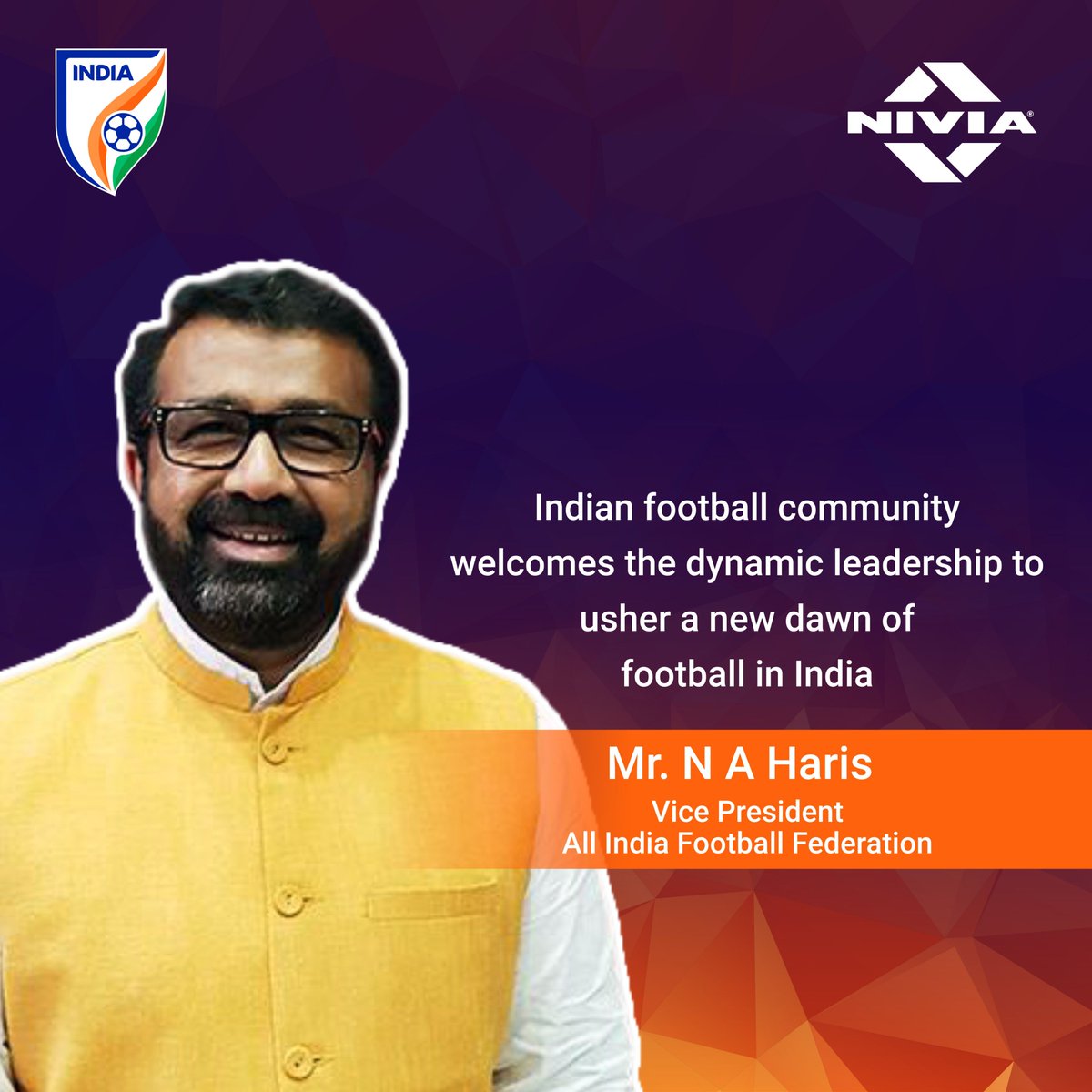 niviasports's tweet photo. Indian Football Community welcomes the dynamic leadership to usher new dawn of football in India.
@IndianFootball  @kalyanchaubey @mlanaharis  @kipa_ajay @Shaji4Football 

#NiviaSports #StepOutAndPlay https://t.co/9H0uxKxVPQ