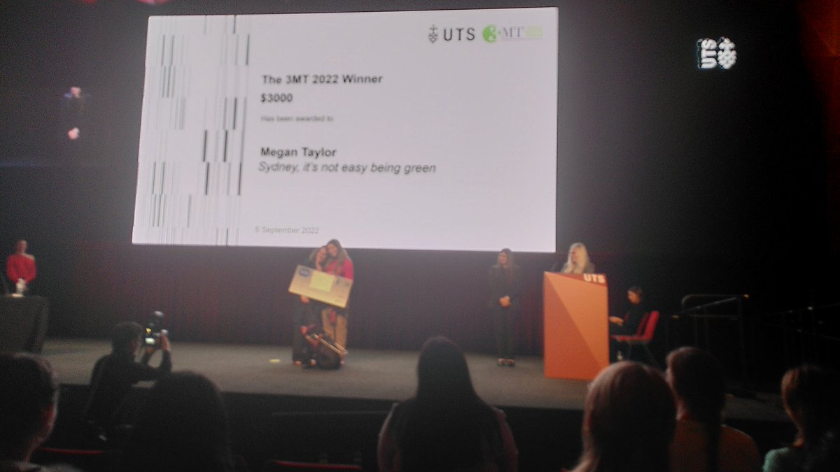 chuckcranfield's tweet photo. Well done Megan on your win in #UTS3MT - making our cities greener! https://t.co/2RBMyS1uQ5