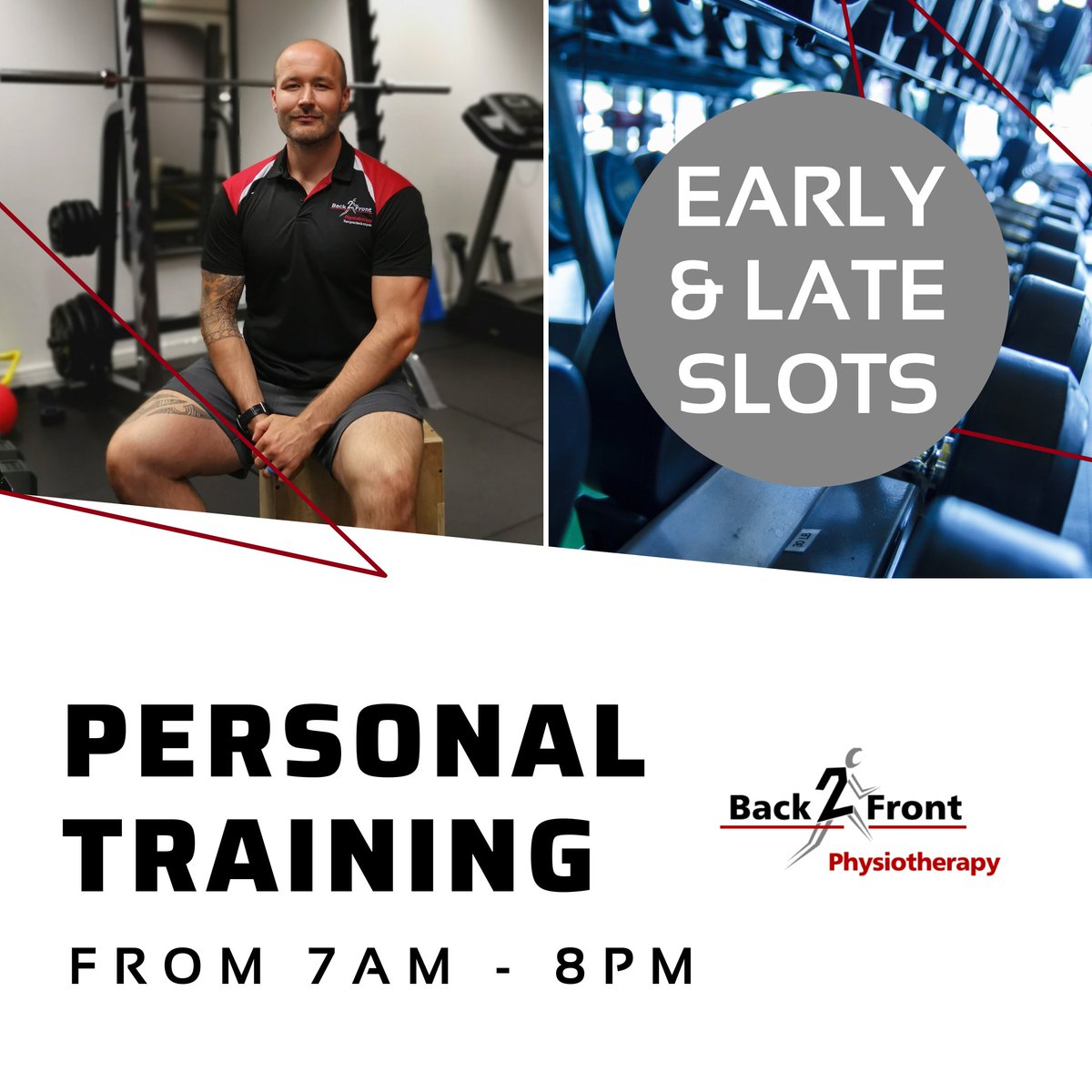 🏋️‍♂️Luke now has availability for PT from 7am through to 8pm. Train before work or after work, we will find a time  slot that works around you.
🏋️‍♂️Book your Assessment online for just £30, saving 25%.
#personaltraining #aberdare #back2frontphysio
back2frontphysio.com