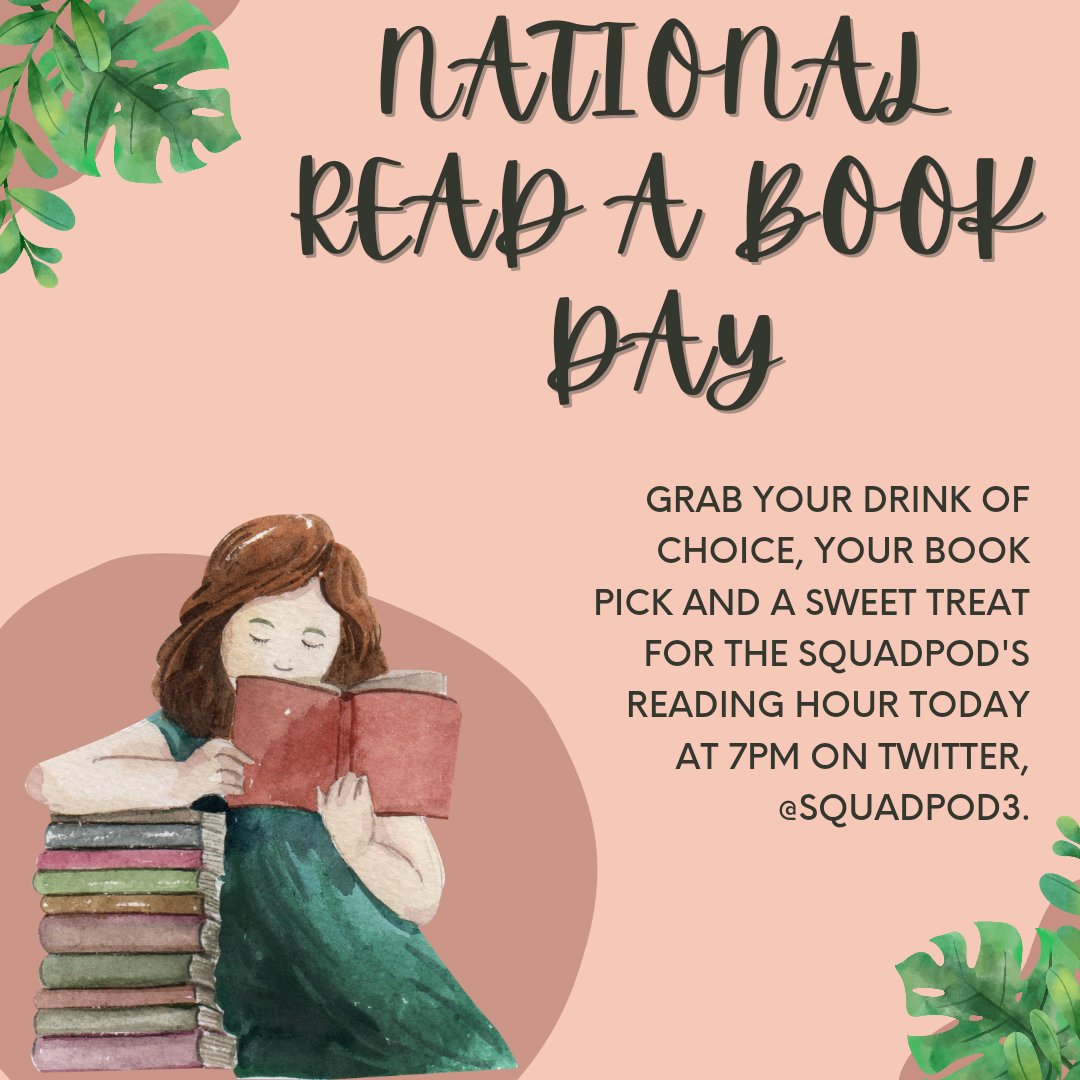 Squadpod3's tweet photo. It's #NationalReadABookDay and @Squadpod3 will be a doing book hour this evening to celebrate!
Please join us at 7pm GMT with your book, beverage and sweet treat. We would love to hear about what you're reading! ππ°π« https://t.co/hewW5nFf9G
