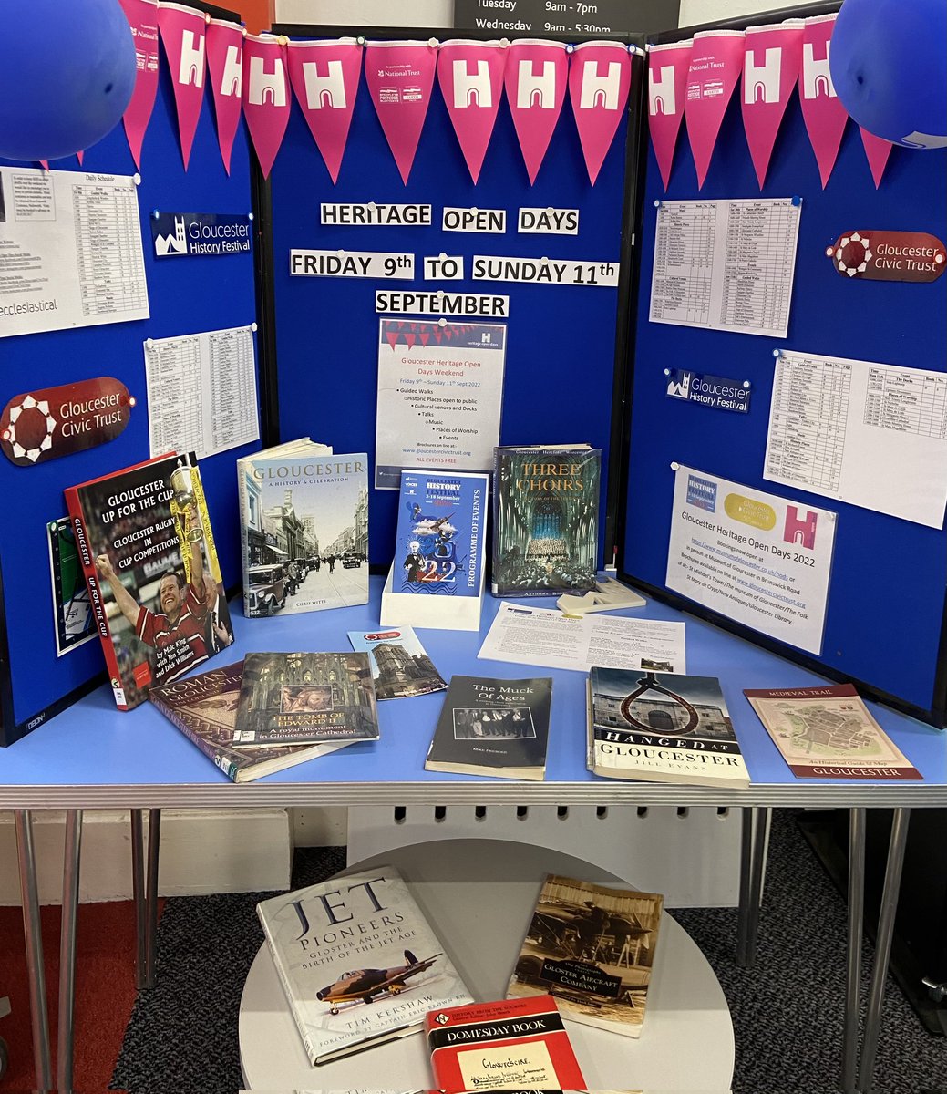 GloucesterHODs's tweet photo. Big thank you to @gloslibs #Gloucester for housing a super display for @heritageopenday @GlosHistFest and @GlosCivicTrust.
The Civic Trust is celebrating its 50th anniversary this year. Lots going on throughout the year.
#Gloucester #Heritage #librariesareimportant #community https://t.co/YhAOL3JtJC