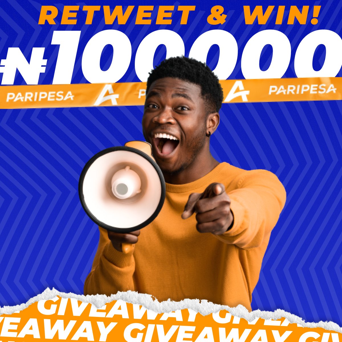 🚀 PARIPESA GIVEAWAY PRIZES 10 TIMES INCREASED!
📢 ₦100000! 100 WINNERS!

👇 Follow these steps to WIN:

💚 JOIN Paripesa
➡️ m.paripesa.bet/4zdf ⬅️
💚 RETWEET this post
💚 LEAVE your PARIPESA ID in replies.

💥 Random generator will choose 100 ₦1000 winners next Monday!