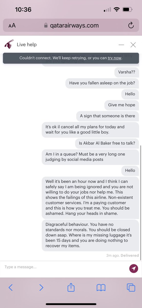 AbedIqbal's tweet photo. What the hell is going on, why are you deliberately ignoring me??? @qrsupport @qrsupport #AkbarAlBaker #DoNotUseQatarAirways https://t.co/deEsRFcBDp