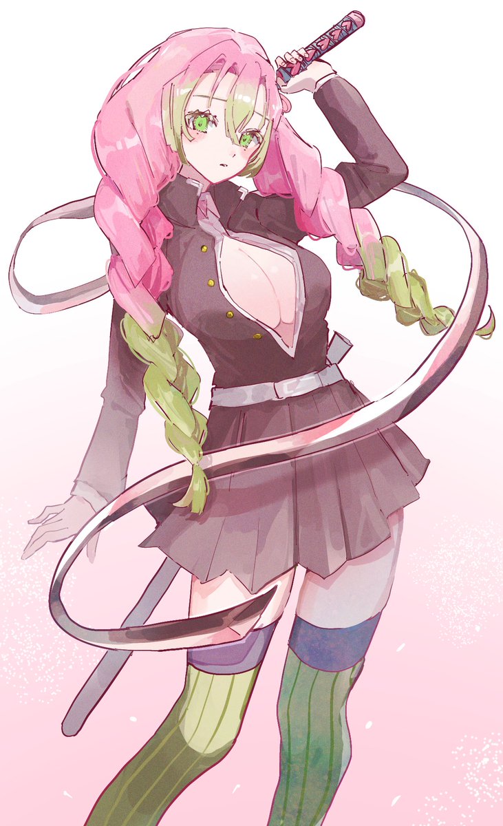 びふぉあ🤍🎨さんがTwitterに投稿した甘露寺蜜璃(鬼滅の刃)のイラスト。