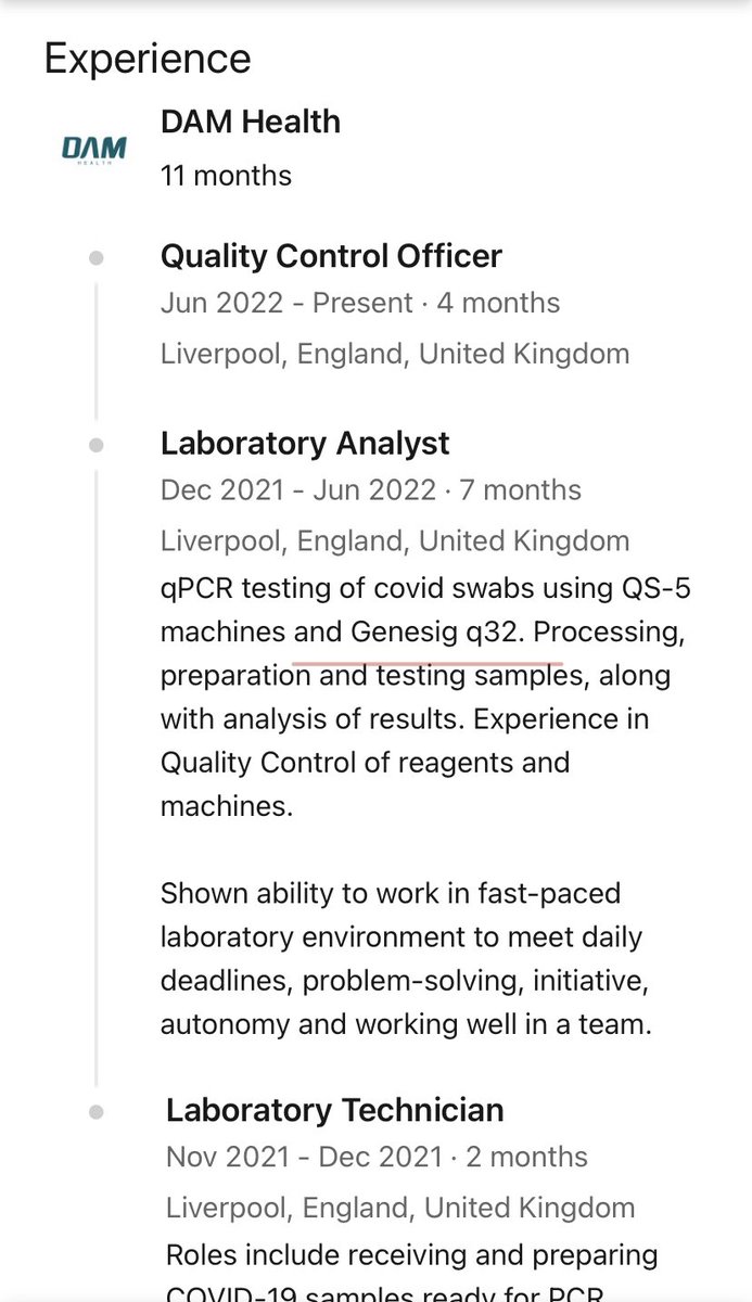 KilkennyTed's tweet photo. @dam_health using #genesig q32 instruments from #novacyt . Which means they are using @NovacytGroup #COVID19 assays also. Dam Health had 55 test centres last time I looked. Not counting the mobile lab #VersaLab #ncyt #alnov https://t.co/2a8JMjH4cR