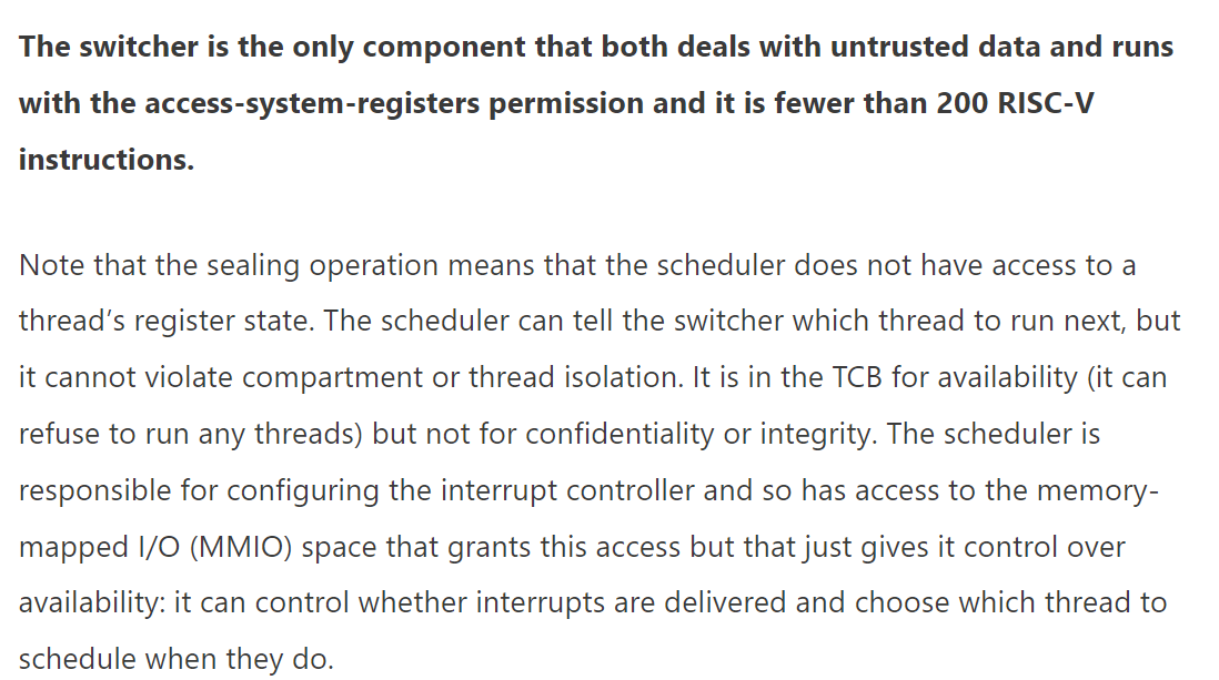 New exciting blogpost - small CHERI!
MSR, MSRC, and Azure Silicon are very excited to share some insights regarding our collaboration on a new memory-safe microcontroller design with a compartmentalized RTOS! Check it out! msrc-blog.microsoft.com/2022/09/06/wha…