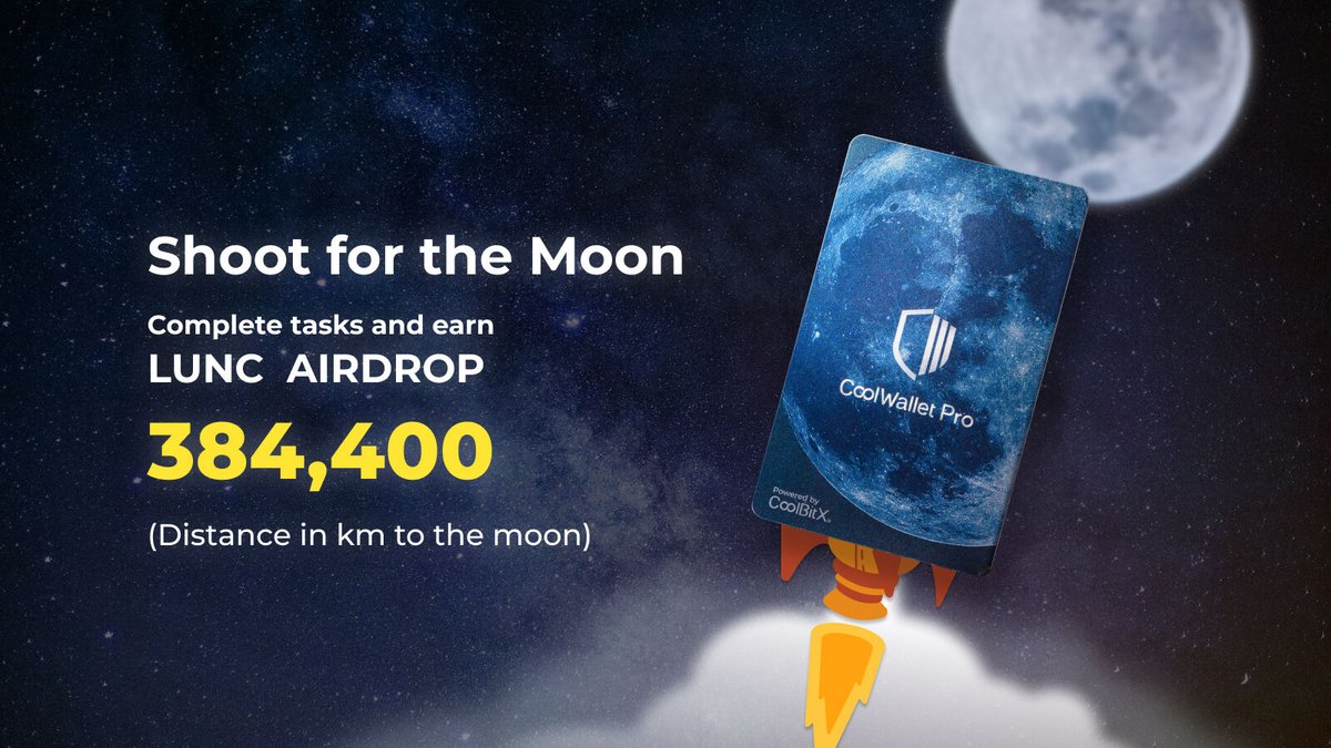 coolwallet's tweet photo. 🚀 CoolWallet To The Moon $LUNC Airdrop - 384,400 🚀

🏆 Lucky draw prizes : 
1 x #LUNC Winner
5 x @myetherwallet #CoolWallet S 

RULES:
Like + RT + Follow @coolwallet

Click for full details 👇
https://t.co/6fGm15Le4x https://t.co/YzVCbVmlEb
