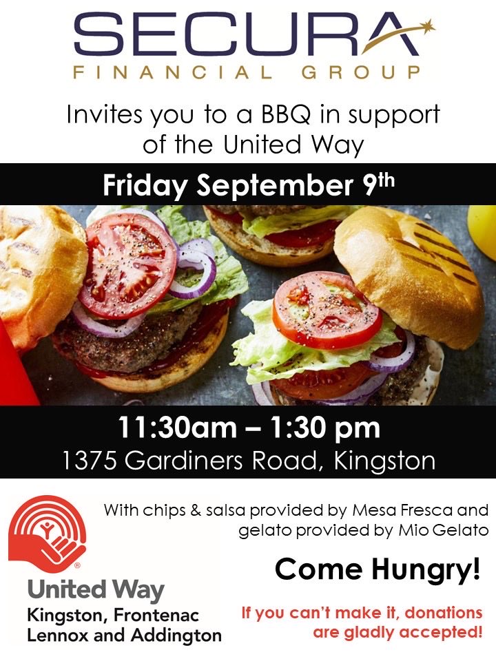Pat Murphy (@patmurphysecura) on Twitter photo This Friday September 9 <a href="/securaygk/">Secura Financial Group</a> <a href="/unitedwaykfla/">United Way KFL&A</a> #ComeHungry #EveryDollarCounts #LocalLove This Friday September 9 <a href="/securaygk/">Secura Financial Group</a> <a href="/unitedwaykfla/">United Way KFL&A</a> #ComeHungry #EveryDollarCounts #LocalLove