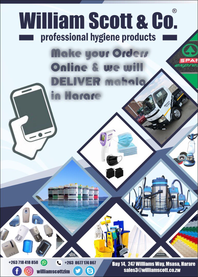 wscottzim's tweet photo. Place your Order now &amp; we freely Deliver in Harare!! 
Contact us on;
+263 718 418 858
+263 86 771 74867
sales3@williamscott.co.zw
#williamscott
#September
#hygieneredefined
#cleansurfaces
#hygiene
#hygienetips
#staysafe https://t.co/QzmyL9Oyf0
