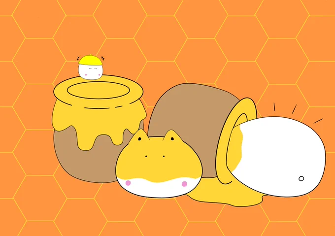 こんばんは筋トレを始めました絵と同じく長～く続けたいですはちみつもちねこ 修正絵「もっと壺ちょうだい」#イラスト 