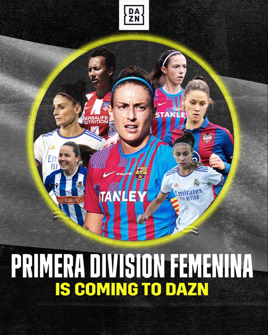 🇪🇸 Primera Division Femenina is coming to DAZN 🇪🇸 🌍 Live around the world 📺 Select matches on YouTube 👉 bit.ly/DAZNUWCLYouTub… 💪 Subscribe on DAZN.com