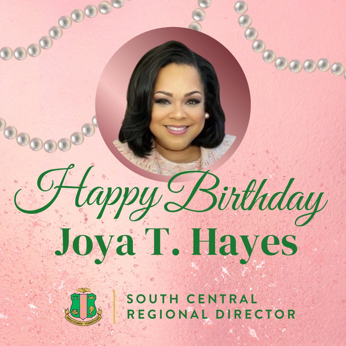 Today we wish our South Central Regional Director Joya T. Hayes the happiest of birthdays! Post a photo of you wearing your pearls with a special birthday wish to her using the hashtag #PearlsforJoya #WeareSouthCentral #AKA1908 <a href="/hayes_joya/">Joya Hayes</a>