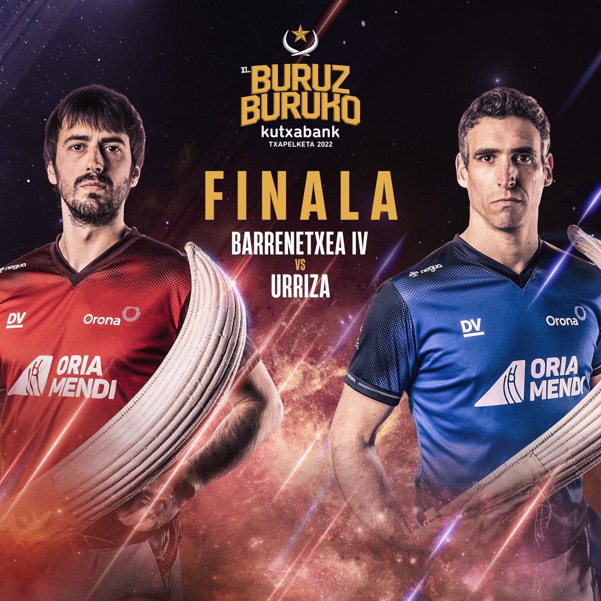 Buruz buruko erremonte txapelketaren FINAL HANDIA!

🔴 Barrenetxea IV   🔵 Urriza

📅 Irailak 10, larunbata. 
⏰ 15:30etik aurrera. 
📌 Galarreta Jai-alai pilotalekuan. 

Sarrerak salgai: oriamendi.eus

#buruzburukotxapelketa #erremontea #erremonteabizirik
