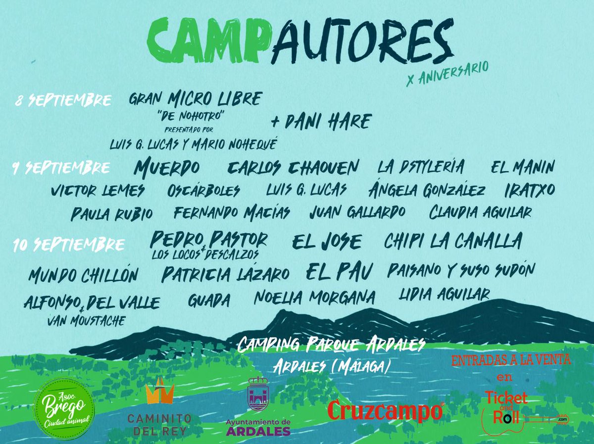 Este verano las ardillas han podido cruzar la Península saltando de festival en festival, pero solo en uno se van a quedar a vivir. Décimo aniversario de <a href="/Campautores/">Campautores (Festival Campano)</a> donde artistas y público se dan la mano. Nos vemos el finde que viene.
Info y entradas en mundochillon.com