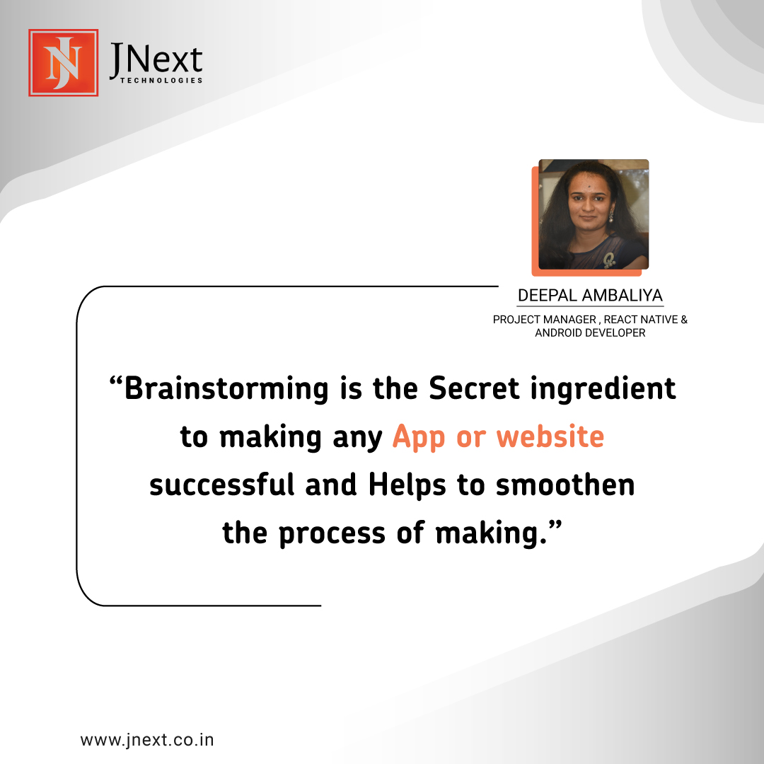 jnextservices's tweet photo. We asked our project manager Deepal Ambalia about the secret ingredient to making any app or website a success. 
#projectmanager #secretingredient #brainstorming #jnext #jnexttechnologies #thoughts #talkwithteammates #app #website #sucessful #success #experience #digital #project https://t.co/kGvOIAK1Vs