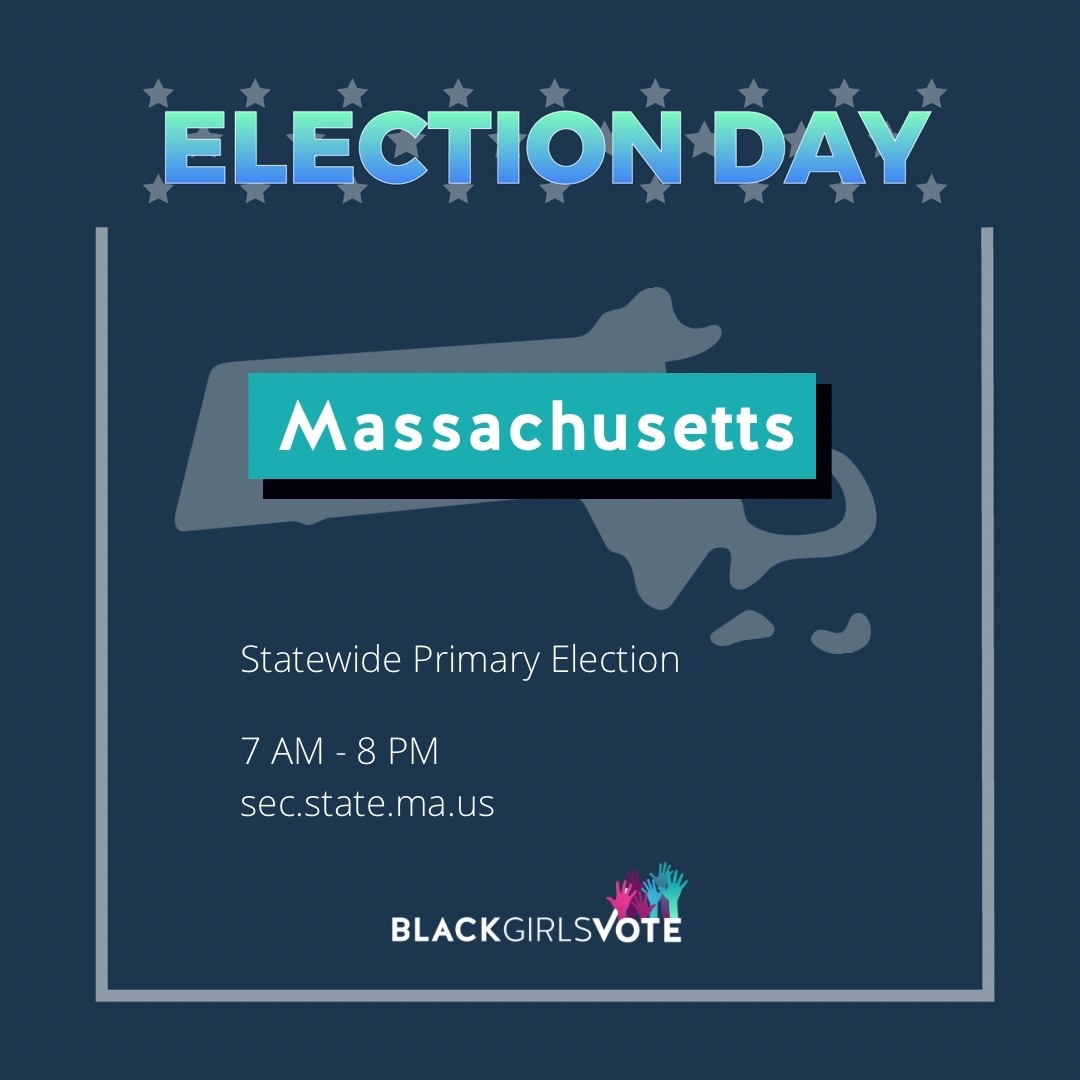 blackgirlsvote's tweet photo. Another Primary Election Day is here‼️
The Massachusetts Statewide Primary Election is today from 7 am - 8 pm. Swipe to see the offices on the ballot and visit their website for polling locations and any other election info🖤💕🗳✨
#BGV #MATM22 #VoteInMA https://t.co/6MfND9uHyY