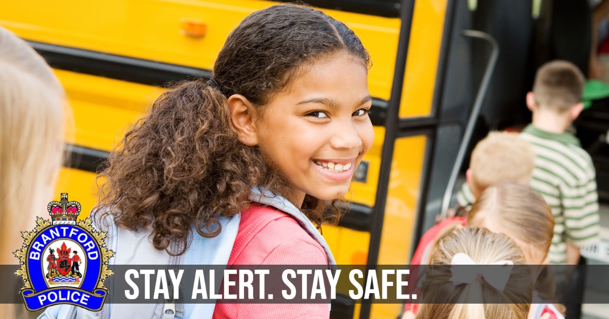 BrantfordPolice's tweet photo. Back-to-School! On the first day of school, BPS would like to remind motorists to please slow down, drive with caution, stop for school buses and pay attention to crosswalk areas and crossing guards. Keeping our kids safe is a shared responsibility. #StayAlertStaySafe https://t.co/owL18XmAS4