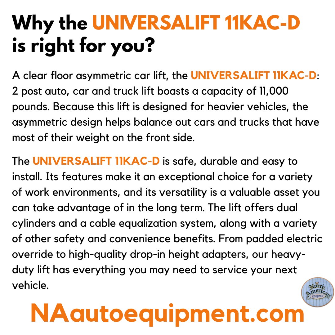 NAautoequipment's tweet photo. Universalift 11KAC-D  🚙🚘👍
Info: https://t.co/L5lQCcMoyP
#autolift #2postlift #twopostlift #2postTuesday #autogarage #commercialgarage #garageequipment #garagegoals #liftdelivery #deliveryadventures #liftinstallation #installationadventures #Universalift #NAautoequipment https://t.co/cTJO5gnRpz