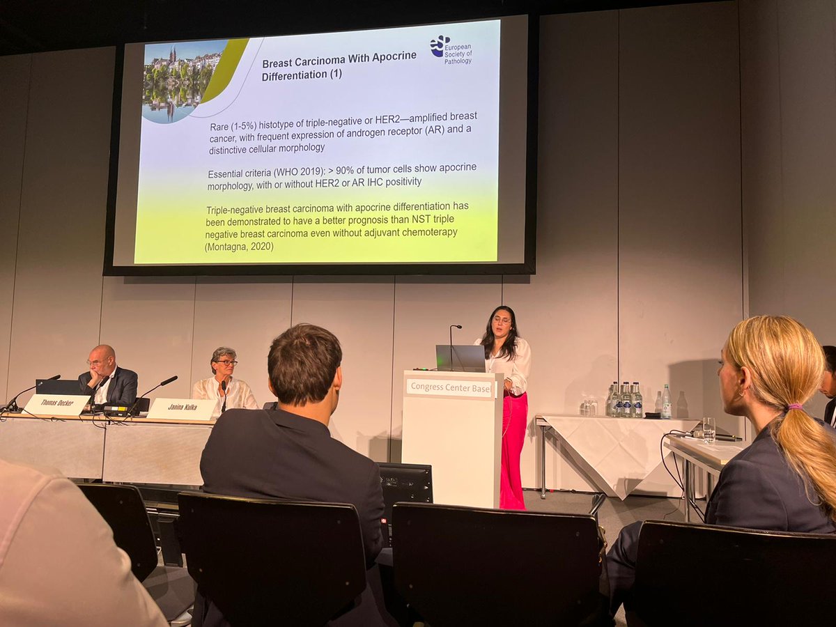 chiarapath's tweet photo. A terrible picture to celebrate my first time presenting at the #ECP2022basel about apocrine carcinoma of the breasy @esp_congress https://t.co/Rpp5gqvTY1